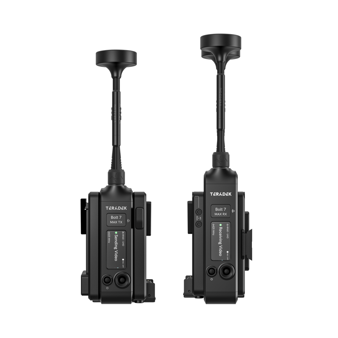 10-2720-V, Bolt 7 MAX 12G-SDI/HDMI Wireless TX/RX Deluxe Set - 2x V-Mount Battery Cradles - Front