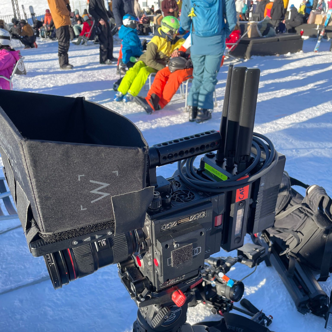 Teradek Prism Mobile on RED digital cinema camera in the snow